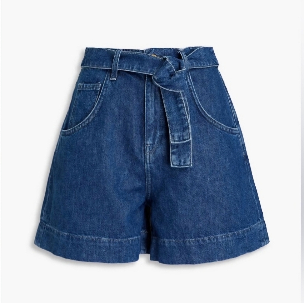 TRIARCHY Eliza Organic Cotton Blend Wide Leg Jean Shorts